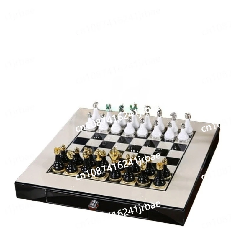 

Chess high-end gift box metal chess pieces solid wood chessboard ornament
