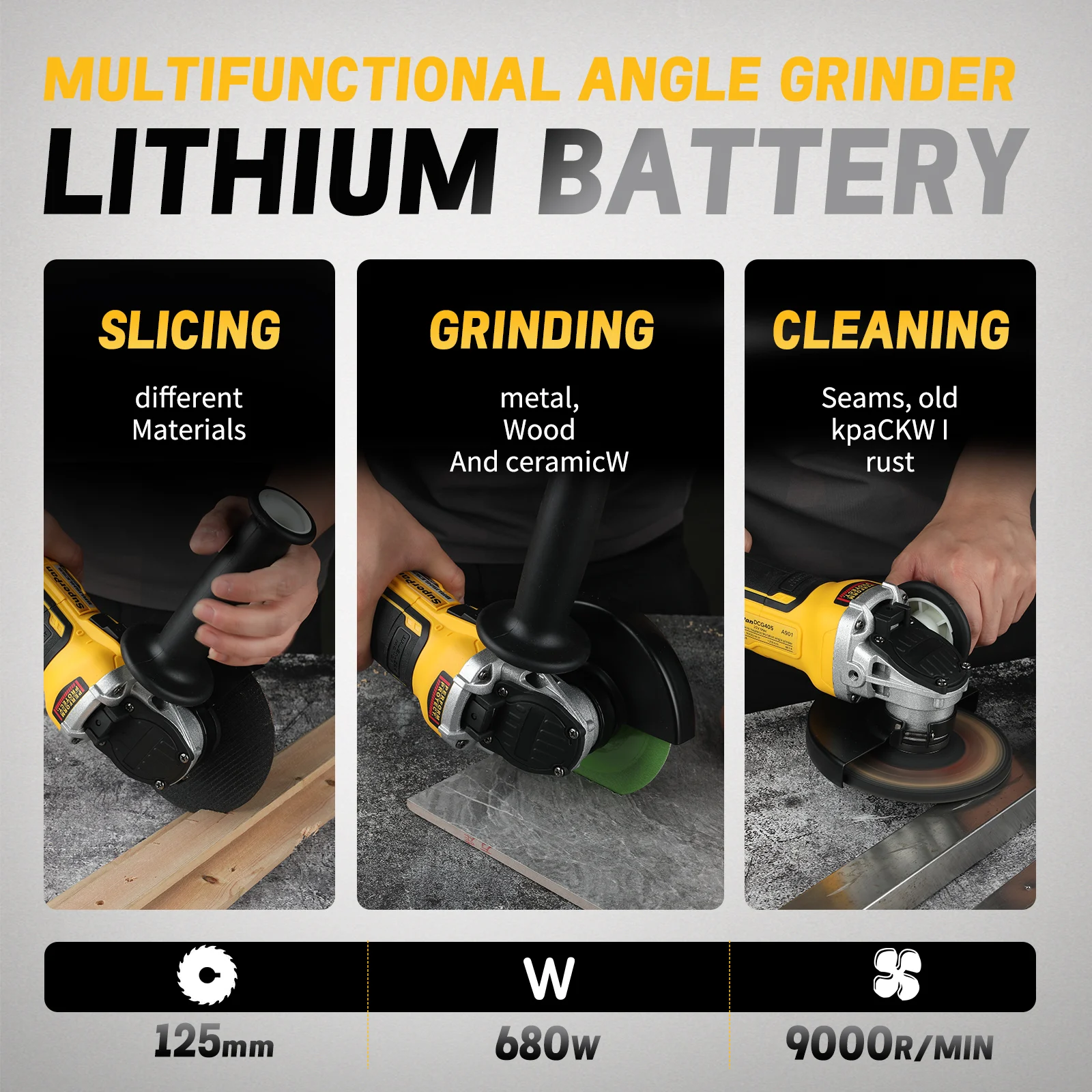 Superpan 2026 New DCG405 | 125mm Flat Head Angle Grinder, 18V Brushless Lithium Battery Cutting Bare Machine Tool
