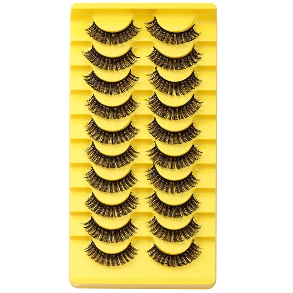 10 Pairs Lashes D Curl Russian Lashes 3D Mink Eyelashes Reusable Fluffy Russian Strip Lashes eyelashes extensions