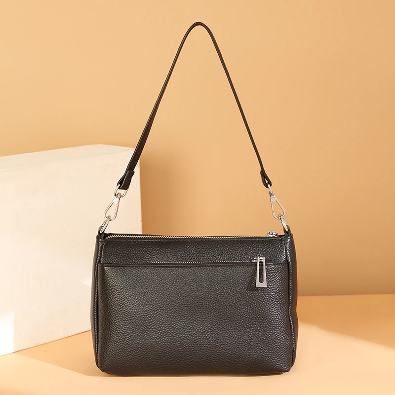 High Quality Genuine Leather Women's Shoulder Bag Waterproof Cowhide Fabric Fashion Crossbody Bag Solid Color Women's Handbags