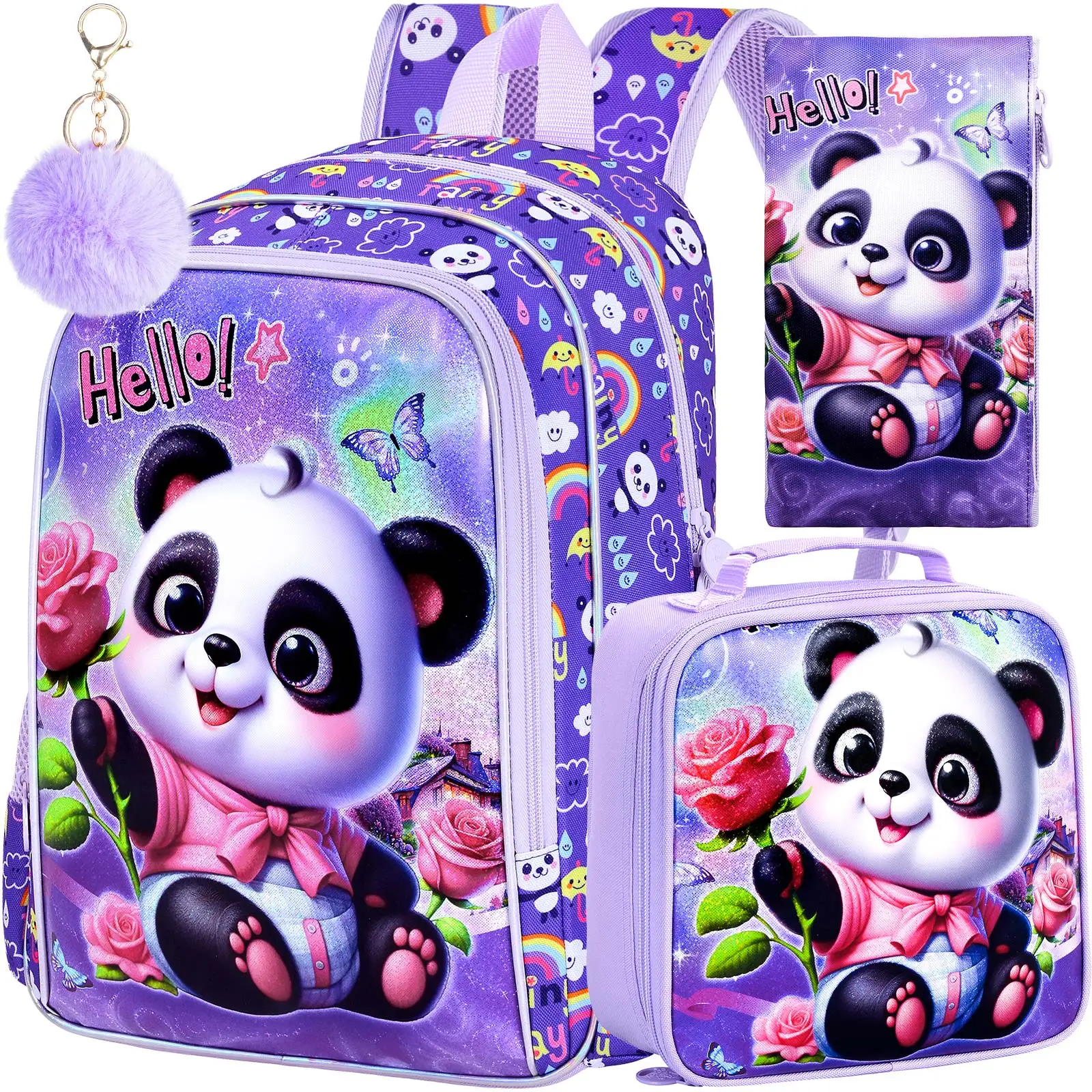 kid's-backpack-3pcs-16-inch-uv-print-purple-panda-school-bag-set-one-backpack-handbag-pencil-case-for-girls