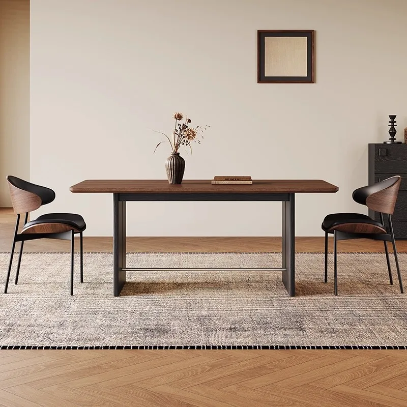 French retro solid wood dining table rectangular living room small apartment Bauhaus medium and ancient solid wood large board K