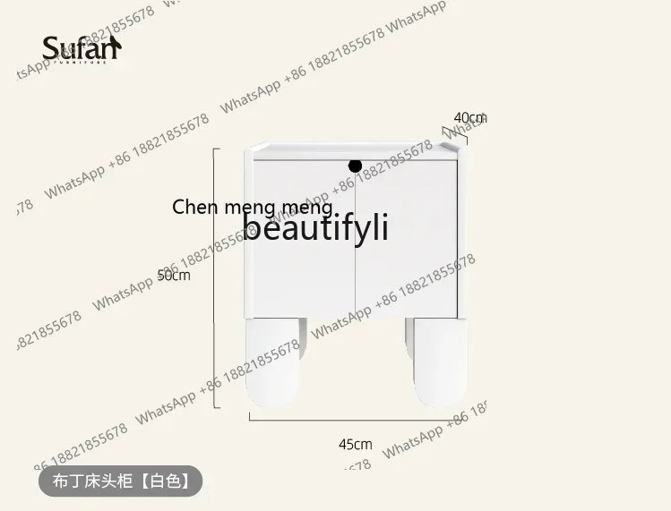 cc1820Water-Based Paint Pudding Bedside Table Nordic Simple Cream Beige Bedroom Small Cabinet