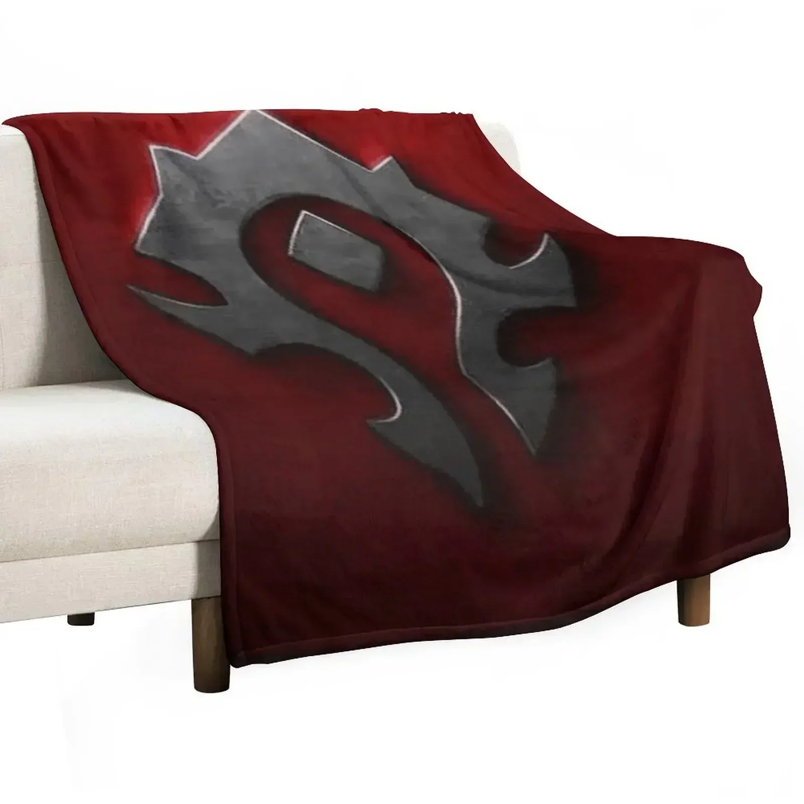 Horde shield from the game World of Warcraft -WoW- red background Throw Blanket for sofa Decorative Sofa Blankets