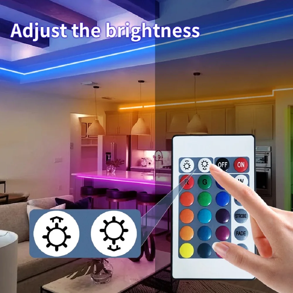 Tira de Luces LED RGB 5050, cinta Flexible con Bluetooth, 5V, 44K, para decoración de habitación, Luces de Navidad, retroiluminación de TV