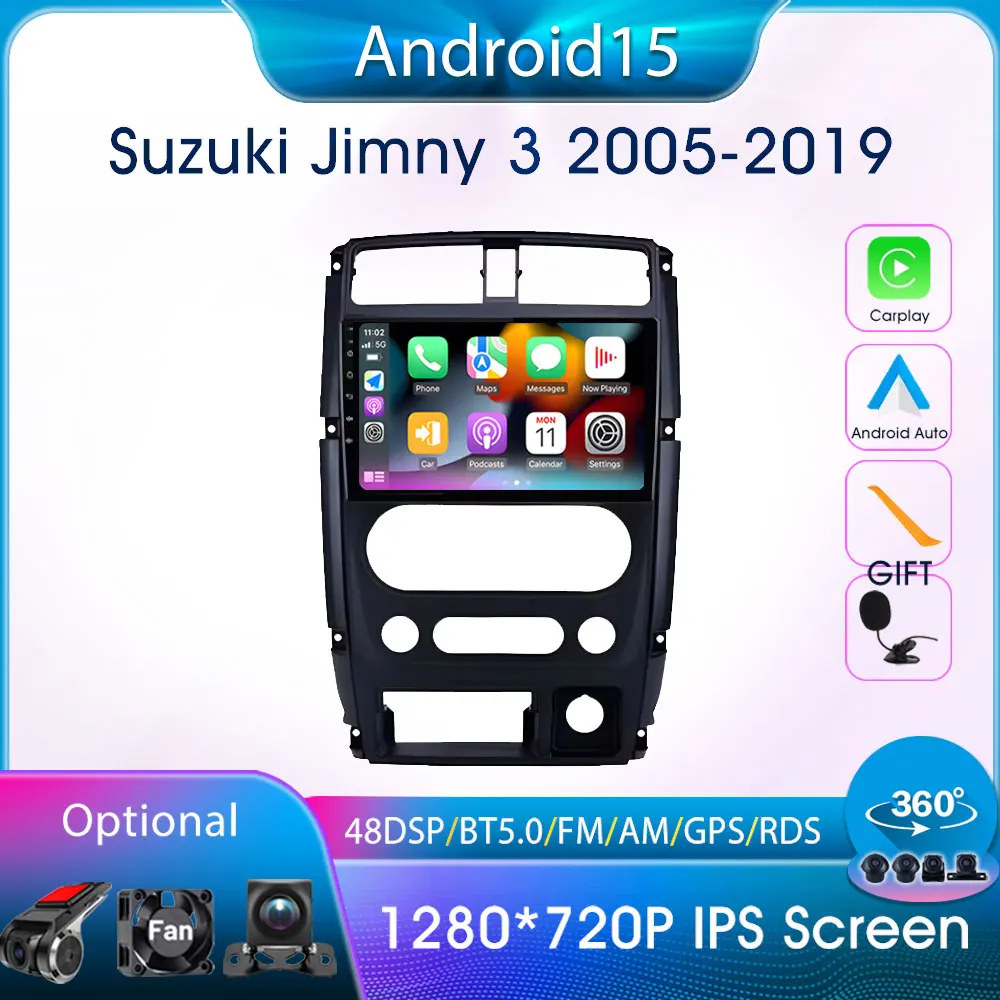 

WIFI 4G RDS FM Autoradio For Suzuki Jimny 3 2005-2019 Car Radio Android Auto Carplay Multimedia Player Android 15 GPS Navigation