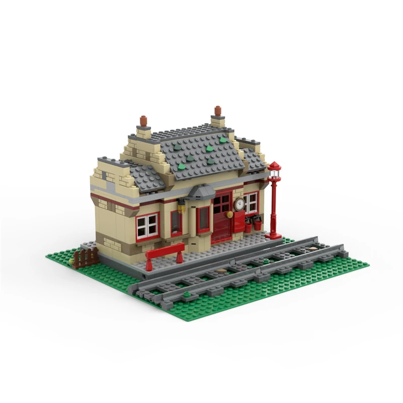 Winter Modular Of Urban Railway Station Building Hogsmead Station  Building Block Assembly Model Brick Toys Children\'s Gifts