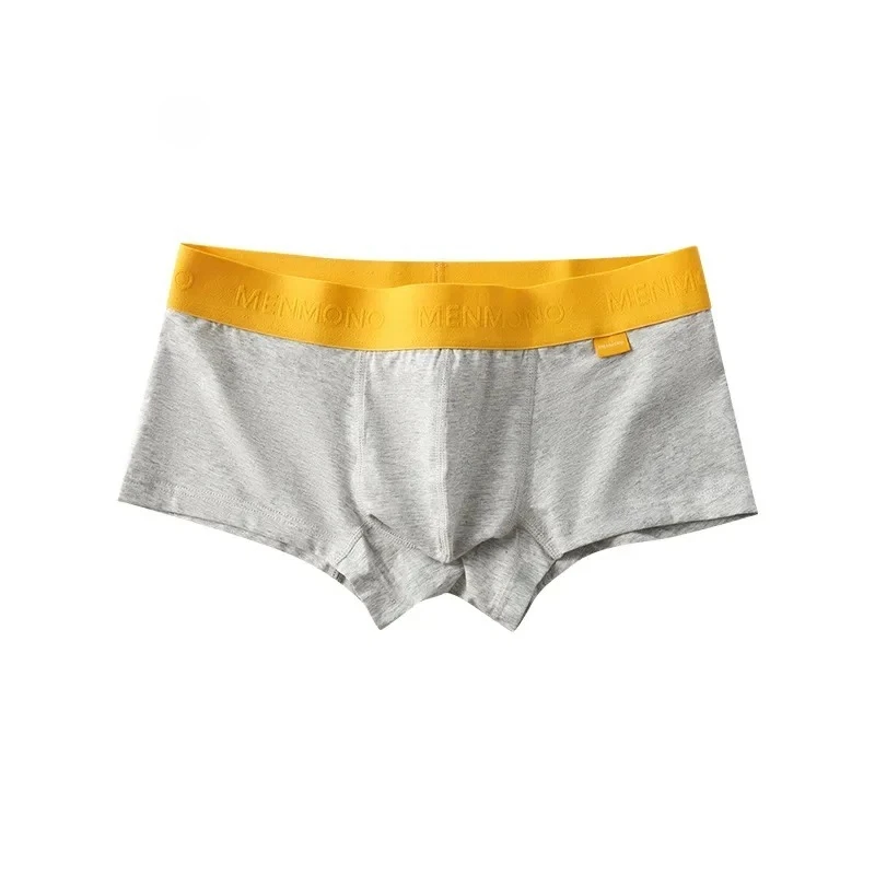 

Мужские хлопковые боксеры классического кроя, желтые, с широким поясом, низкой посадкой, сексуальные, спортивные, дышащие, однотонные, удобные для повседневной носки