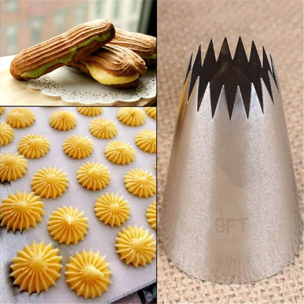 #9FT Large Icing Piping Nozzles Pastry Tips Stainless Steel Cookies Cake Nozzle Decorating Tool Tip Cream Fondant Pastry Nozzles