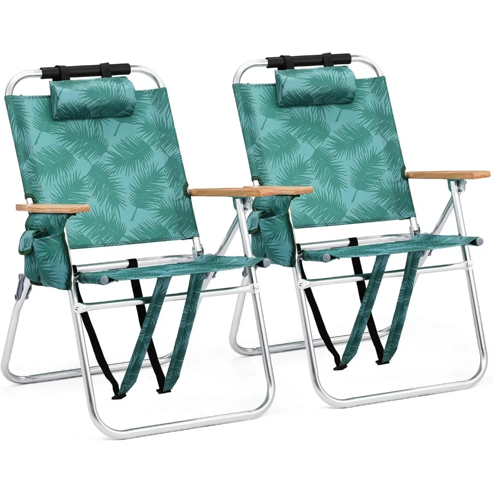 

Легкое 17-дюймовое пляжное кресло-рюкзак, высокие пляжные кресла для взрослых, портативные, с регулируемыми ремнями, 3-позиционная регулировка