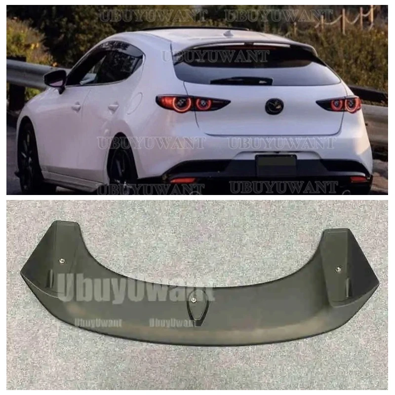 UBUYUWANT Car Styling FRP Carbon Fiber Rear Spoiler Wing Tail Trunk Lid Cover Auto Decoration For Mazda 3 Axela Hatchback 2020
