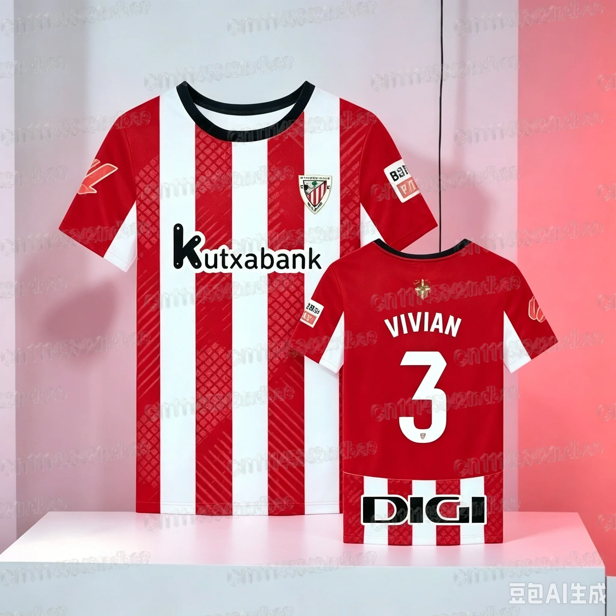 Heiß begehrtes Fußball-T-Shirt im spanischen BILBAO-Stil, 3D-gedruckt, atmungsaktiv, modisch, kurzärmelig, für den täglichen Gebrauch, auch als Familienoutfit geeignet. – Detail 6