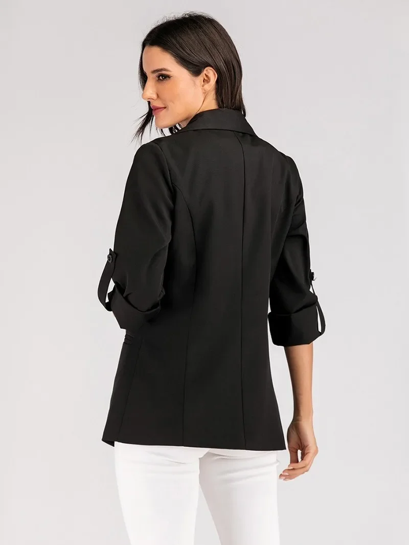 Women Blazers and Jackets Elegant Work Solid Colors Buttonless Suit Office Lady Blazer Suit High Quality Commute Casual Jackets