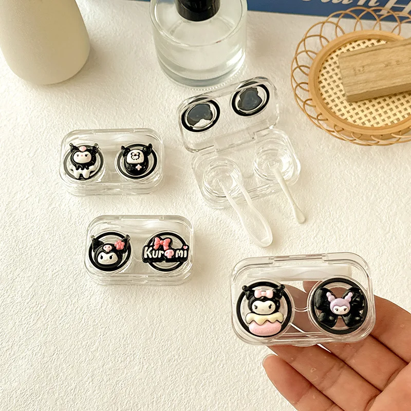 

4Pcs Sanrio Kuromi Travel Women Contact Lense Kit Holder Container Cute Cartoon Contact Lens Case with Tweezers Suction Stick