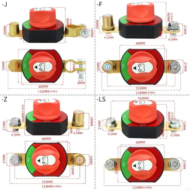M76E Autobatterie-Trennschalter, korrosionsbeständige Batterie-Trennschalter aus Messing, passend für die meisten Autos – Detail 6