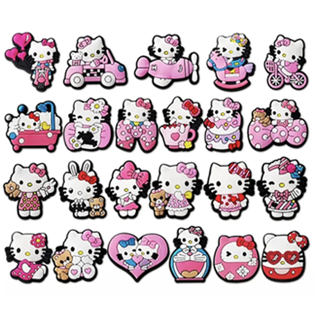 6-23pcs Sanrio Hello Kitty Shoes Charms Cartoon Clogs Sandals Shoe Accessories Decoration Buckle for Girl Friends Gifts