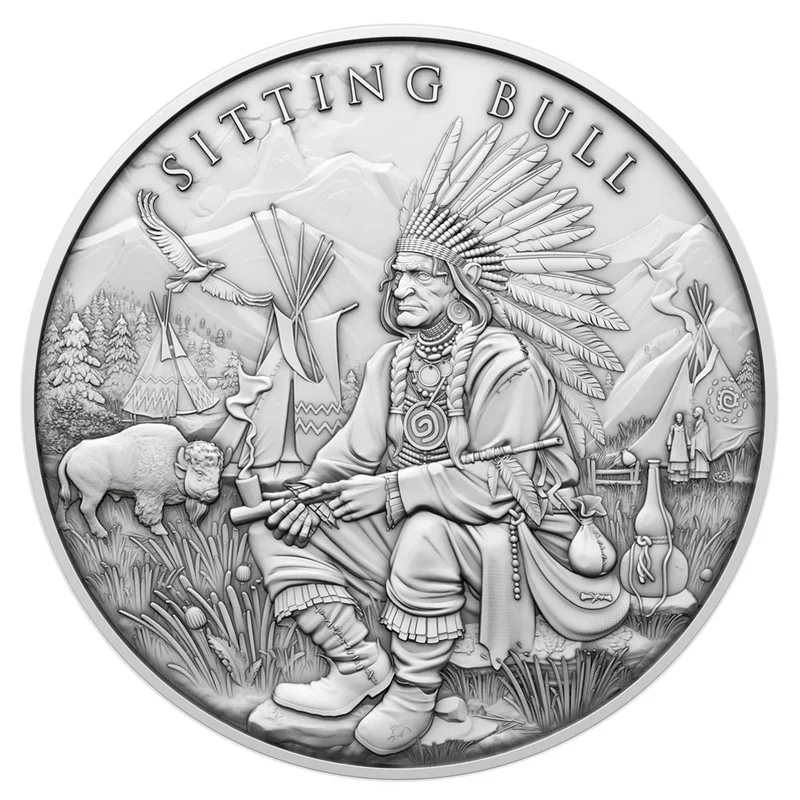 

.999 Fine Silver Commemorative Coin - Sitting Bull Design Made in USA Protective Packaging Gift