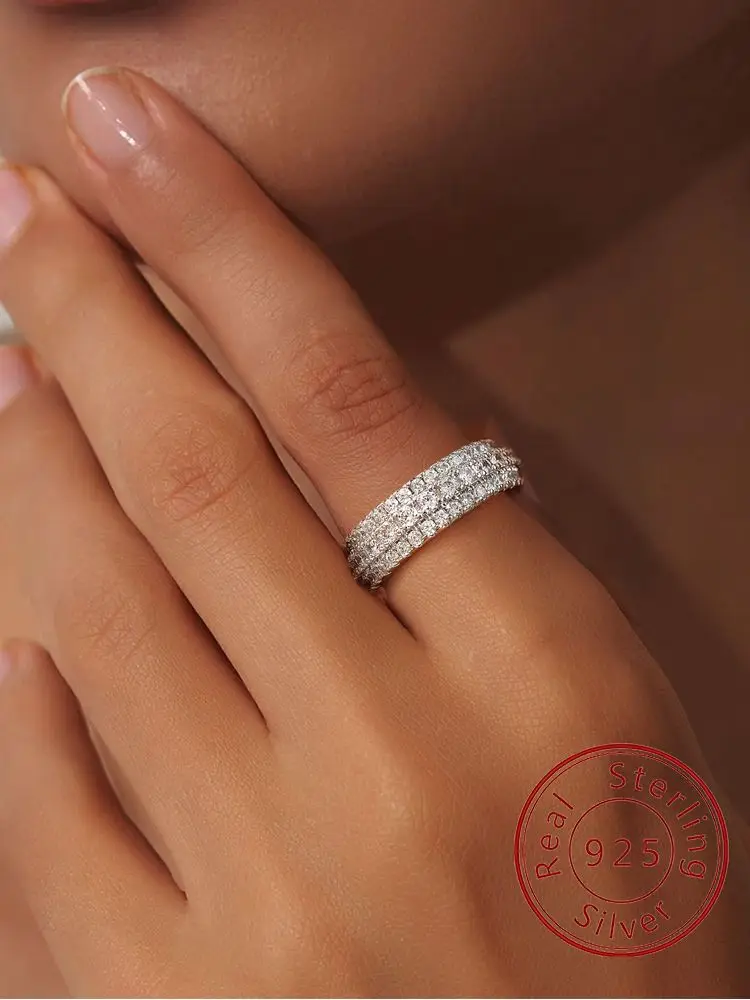 

Модное нежное круглое кольцо из стерлингового серебра 925 пробы с цирконом для женщин, обручальное свадебное роскошное ювелирное изделие высокого качества