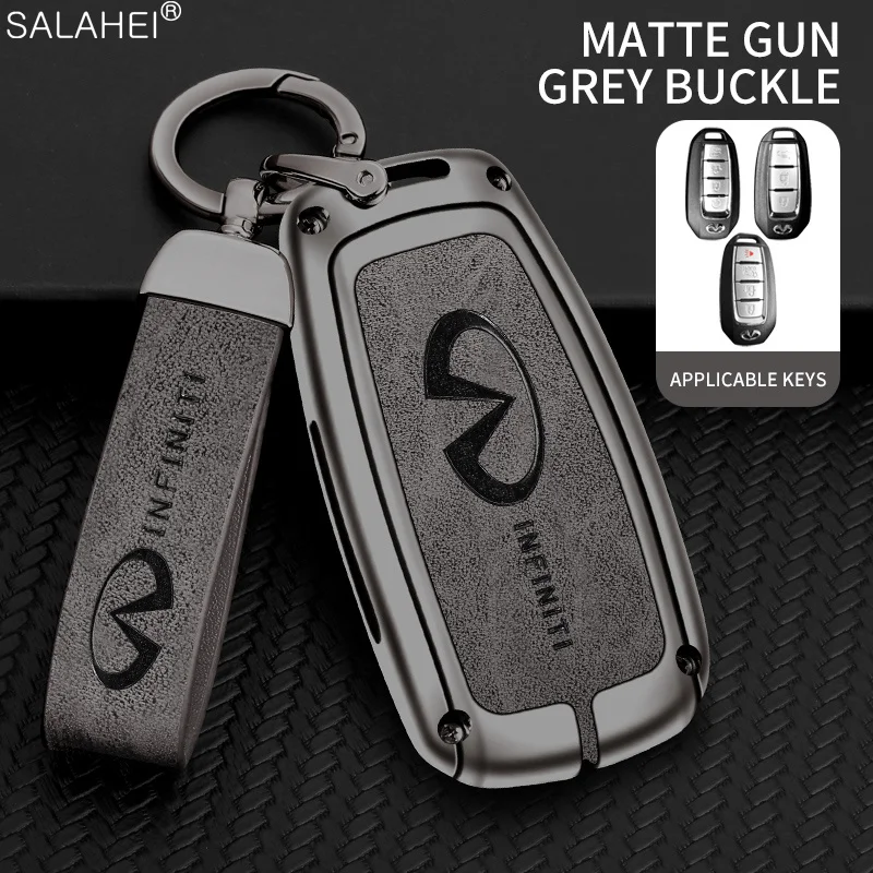 Alloy Leather Car Key Case Cover For Infiniti Q50 Q60 Q70 QX50 QX60 QX70 G25 FX JX35 FX25 FX35 EX35 FX37 Auto Keychain Accessory view 4