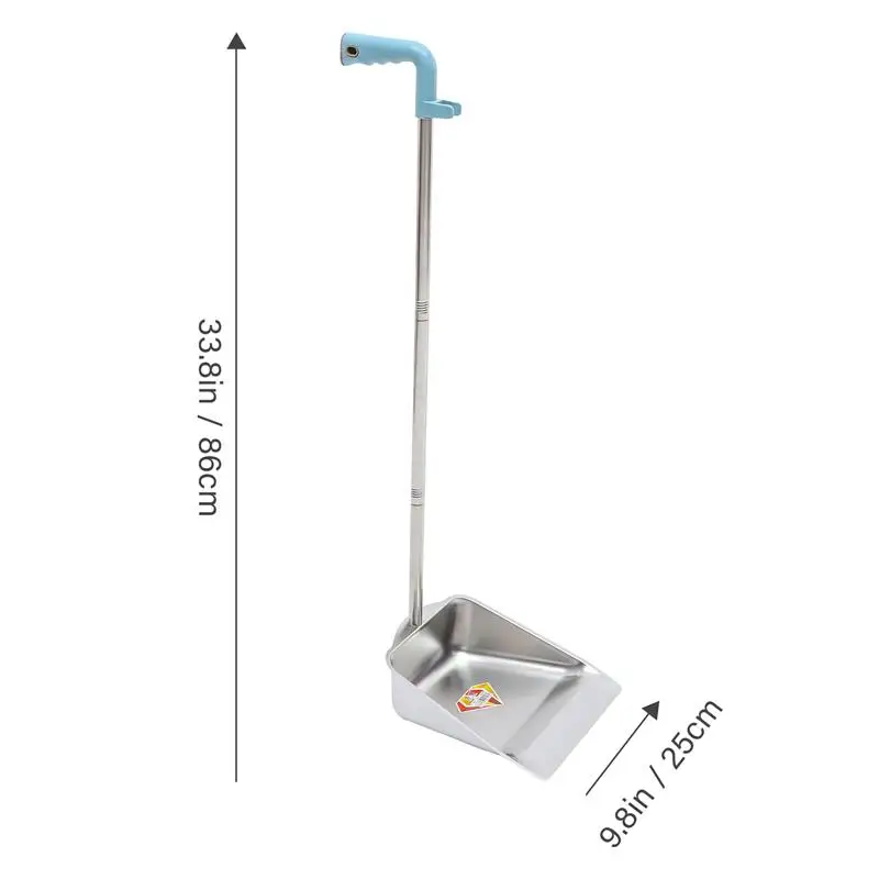 1pc Long Handle Dustpan Stainless Steel Cleaning Pan Garbage Shovel Broom Sweeper Sweeping Tool 85cm