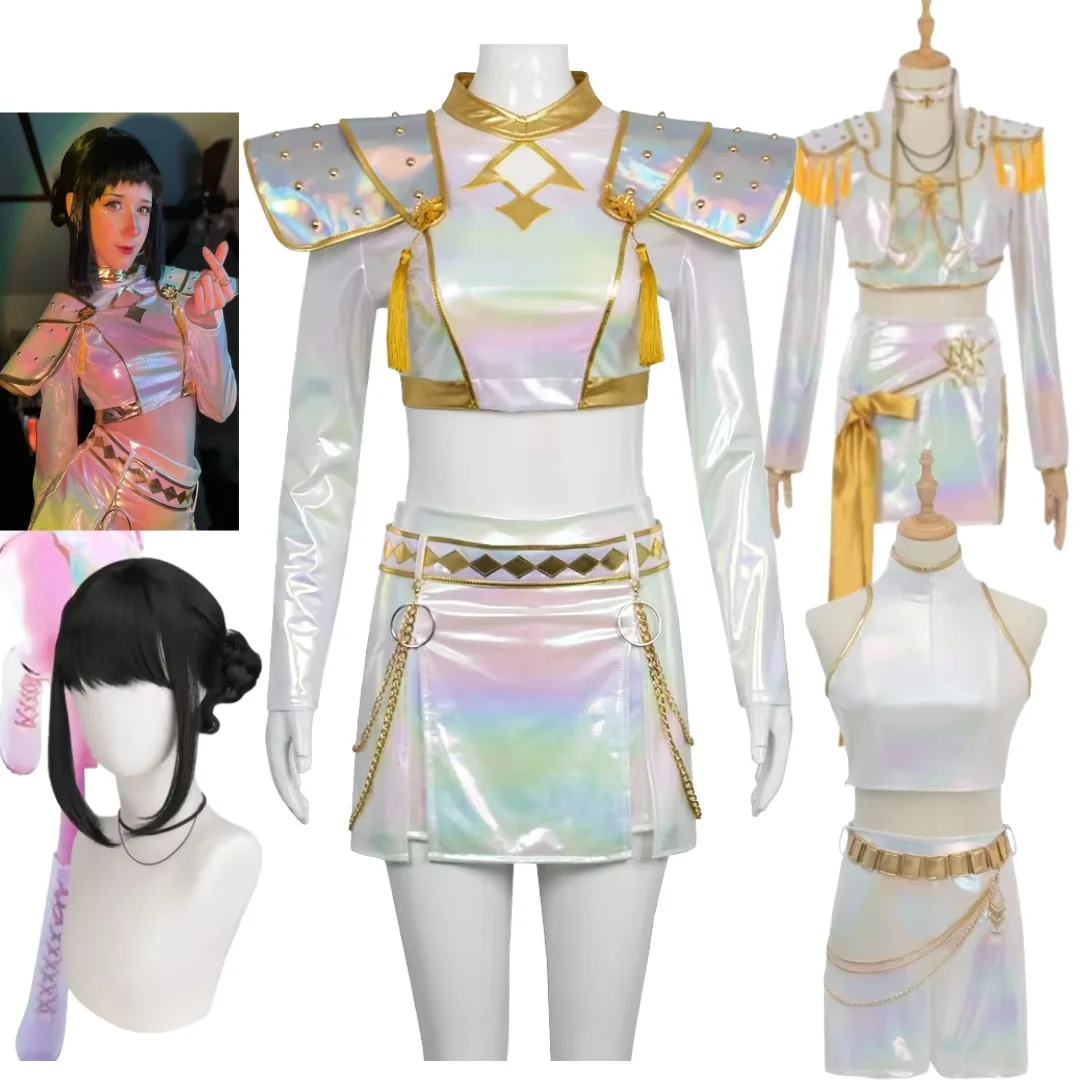 

Anime K-Pop Demon Hunters Cosplay Zoey Rumi Mira Costume Wig White Stage Costume