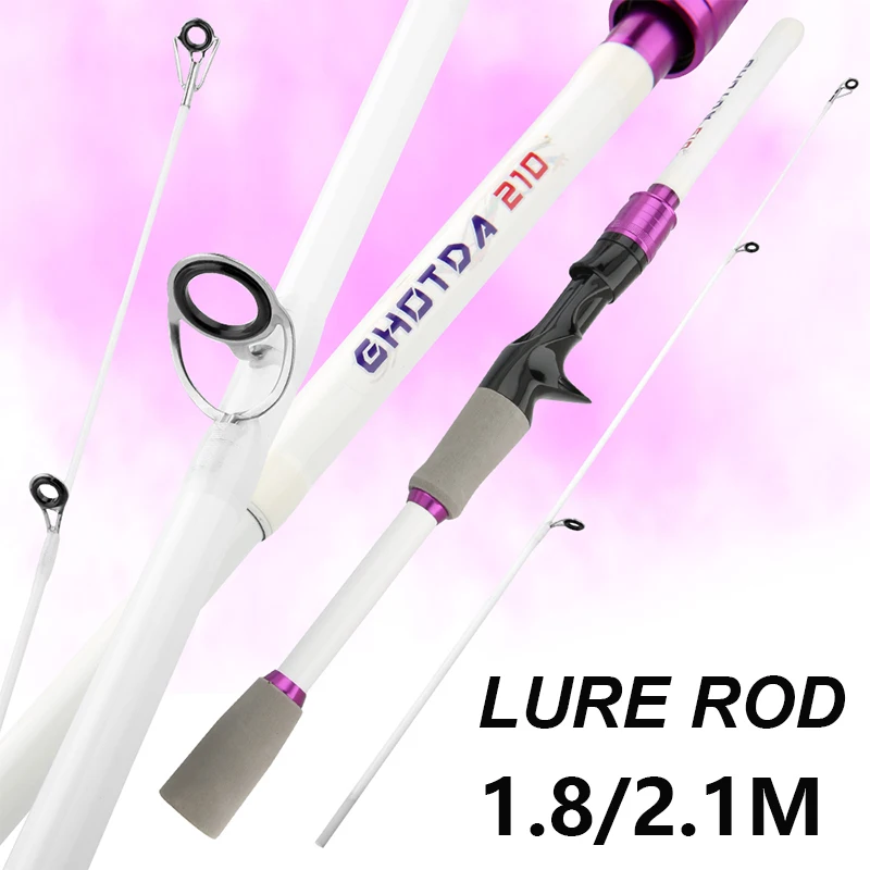 1,8/2,1 m ultraleichte tragbare Angelrute mit mehreren Abschnitten, Reise-Baitcasting-Carbonstange, Ködergewicht 3,5–14 g, für Anfänger