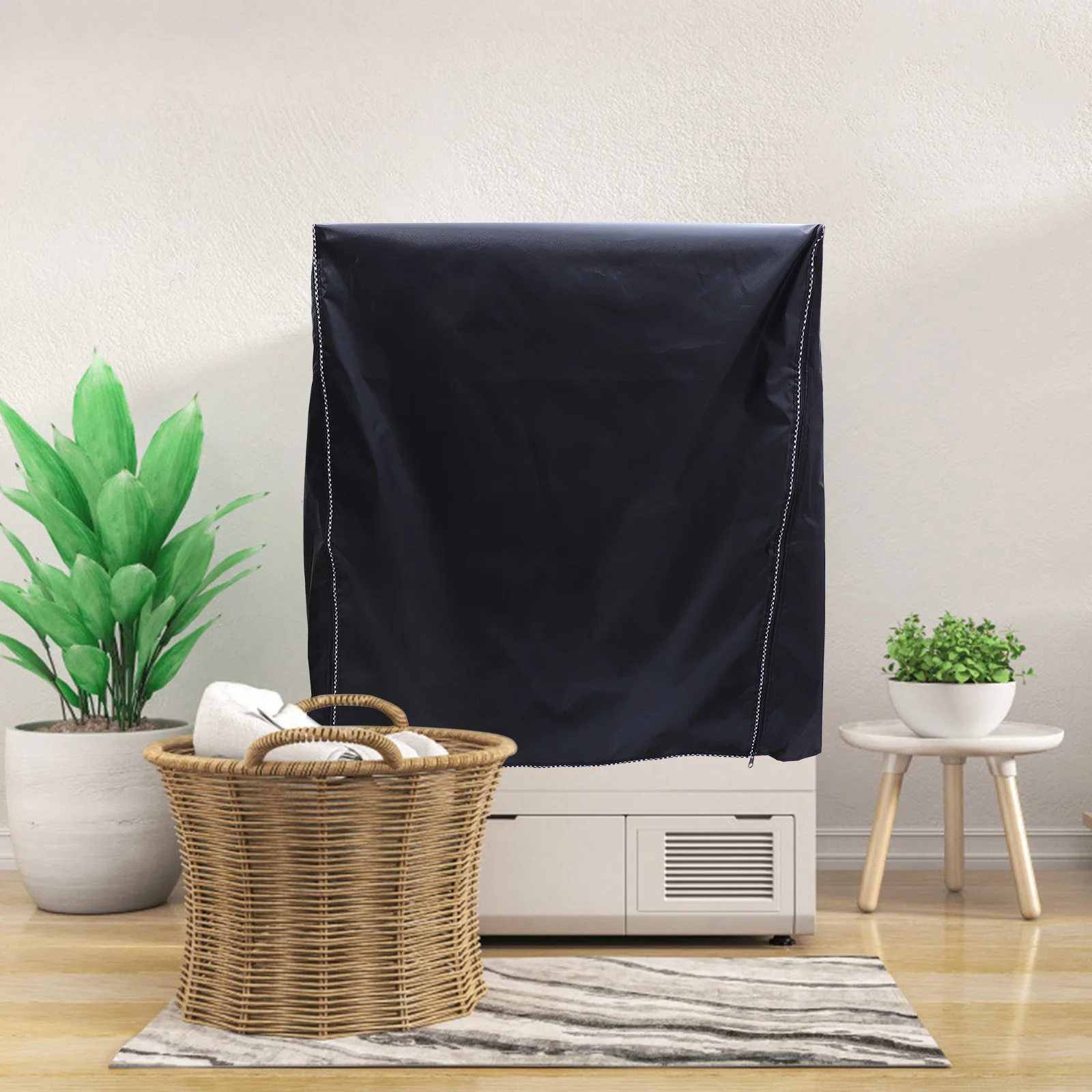 غطاء الغسالة مقاوم للماء قماش أكسفورد سميكة حامي اللوحة الأمامية شريط مرن الغبار غطاء مجفف الغسالة #6