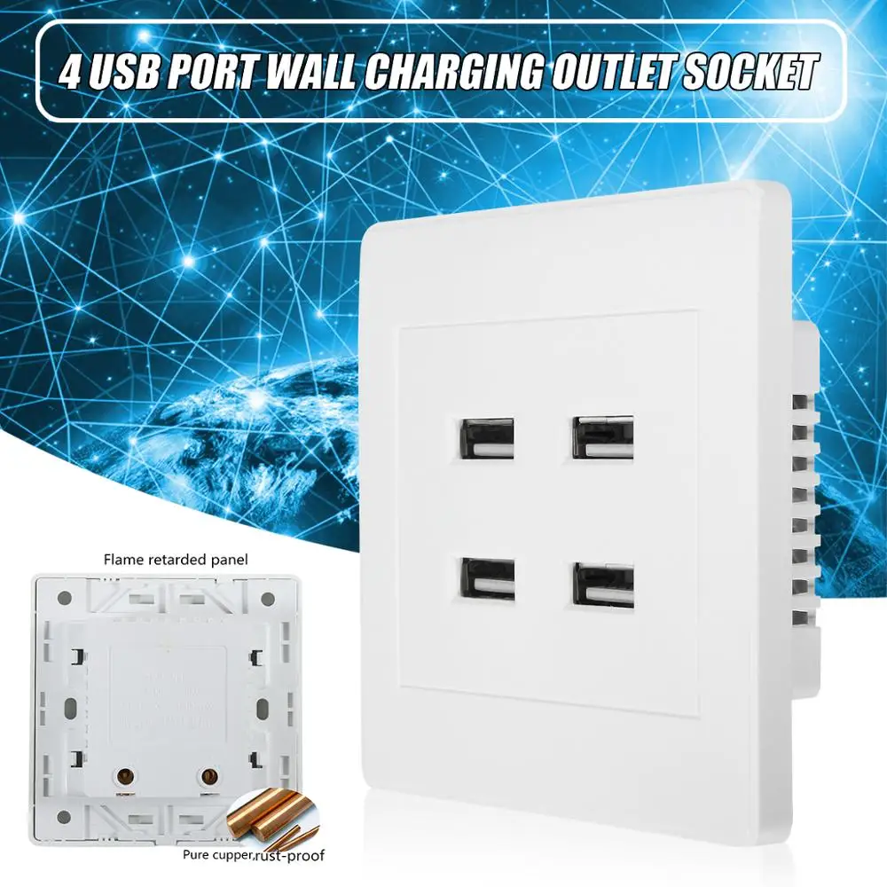 3.1A التيار المتناوب جدار وعاء المقبس لوحة شاحن منفذ لوحة مع 4 منافذ USB