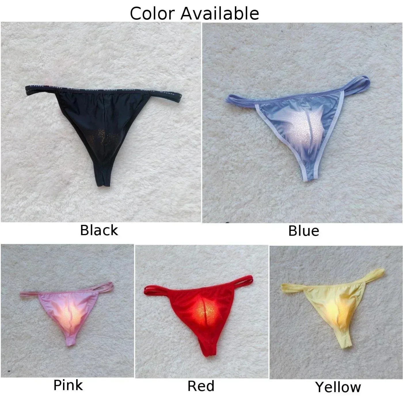 Men\'s Sexy Ice Silk Breathable Thongs Panties Sheer See Through Pouch G-Strings Briefs Comfortable Soft Low Waist Underpants