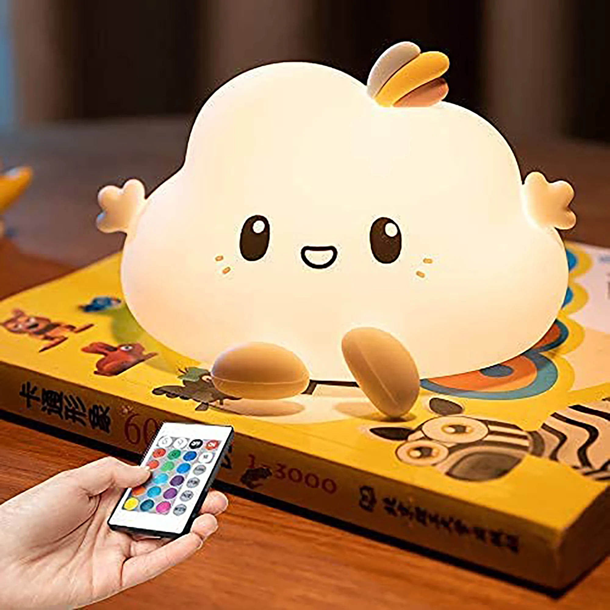 Veilleuse rechargeable en Silicone à couleur changeante, veilleuse kawaii pour enfants avec minuterie, télécommande, lampe de bureau mignonne, lumières féeriques