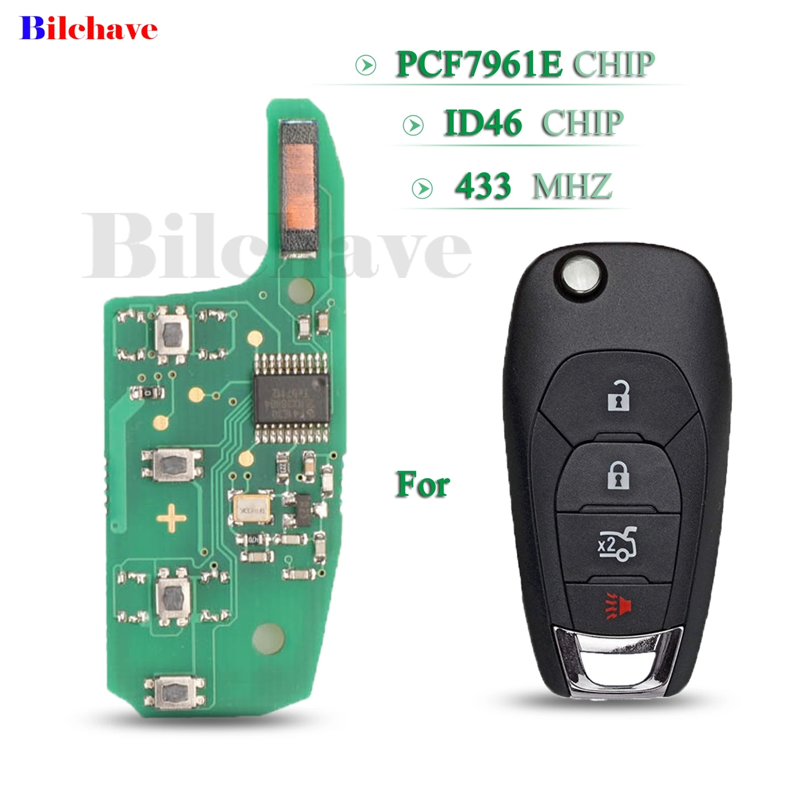 

jingyuqin 10pcs For New Chevrolet Cruze FOB 2/3/4/ Buttons 433Mhz ID46 PCF7961E Chip Remote Smart Car Key Circuit Board