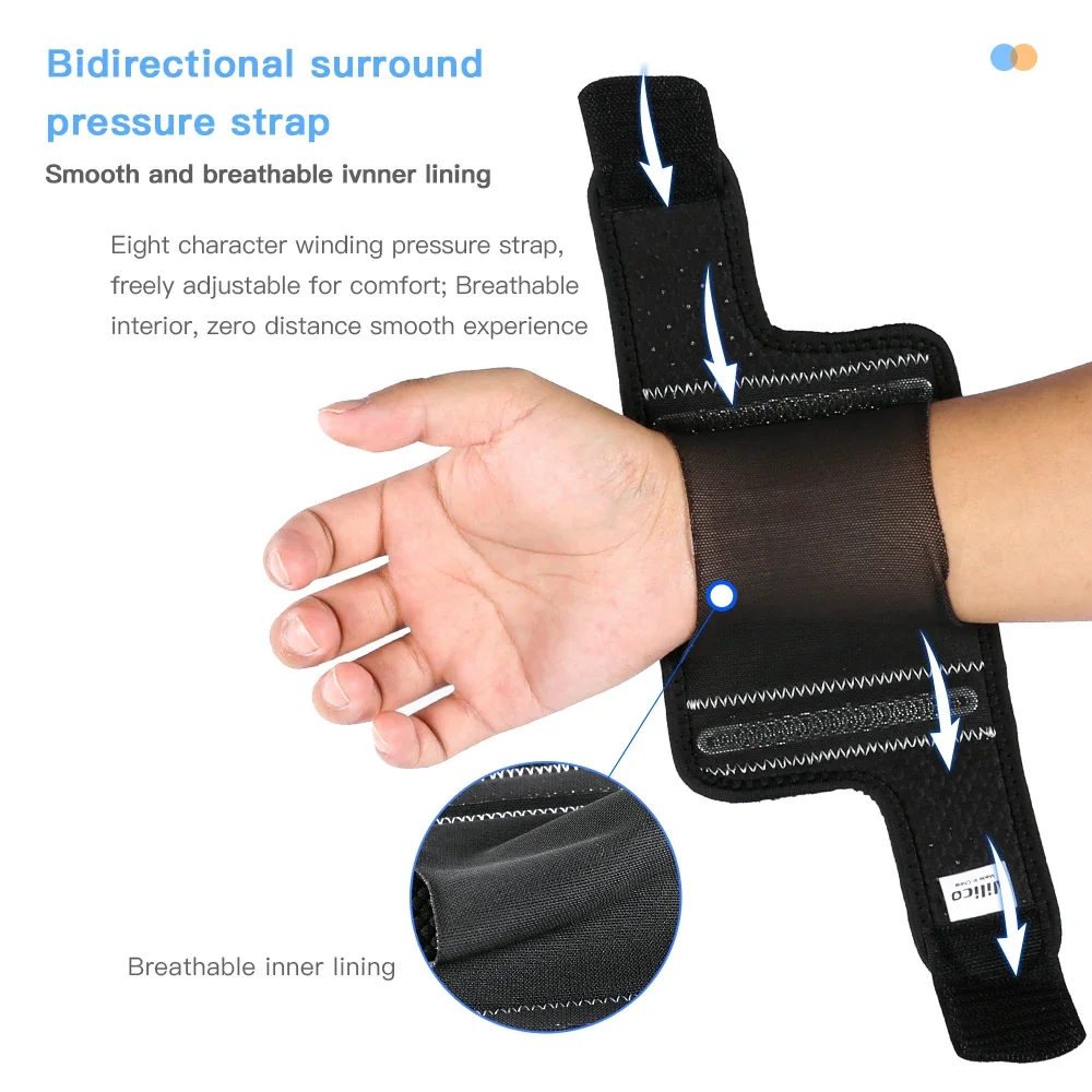 

2PCS breathable inner lining wrist guard with two internal spring strips, supporting adjustable wristbands with pressure bands