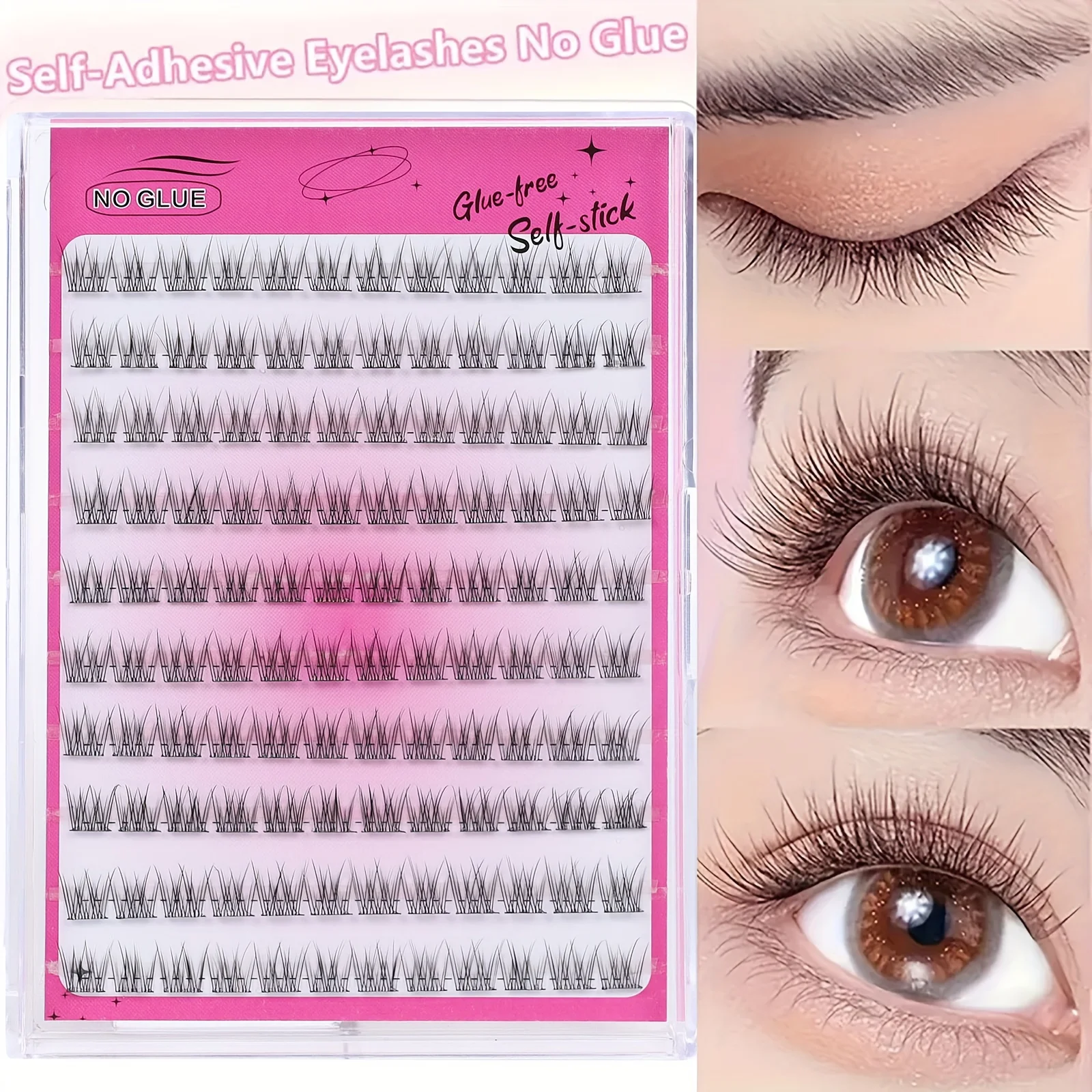 Adhésif gratuit 100 grappes de cils de dessin animé, petits cils du diable, simulation naturelle, super doux, faux cils de maman