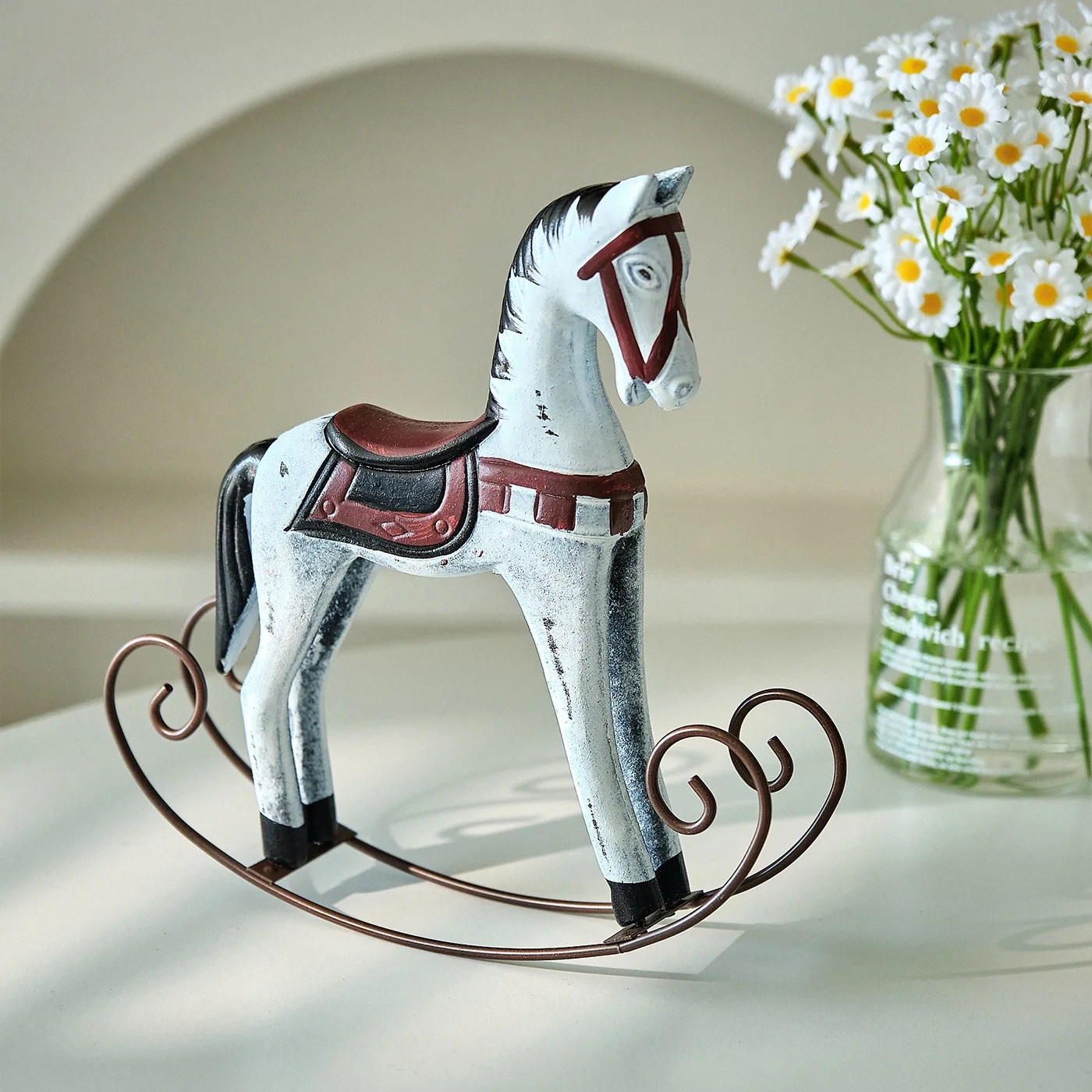 

Rocking Horse Ornament,European Retro Nostalgic,Wooden Iron,Living Room,Study,Wine Cabinet,Cabinet,Home Decoration
