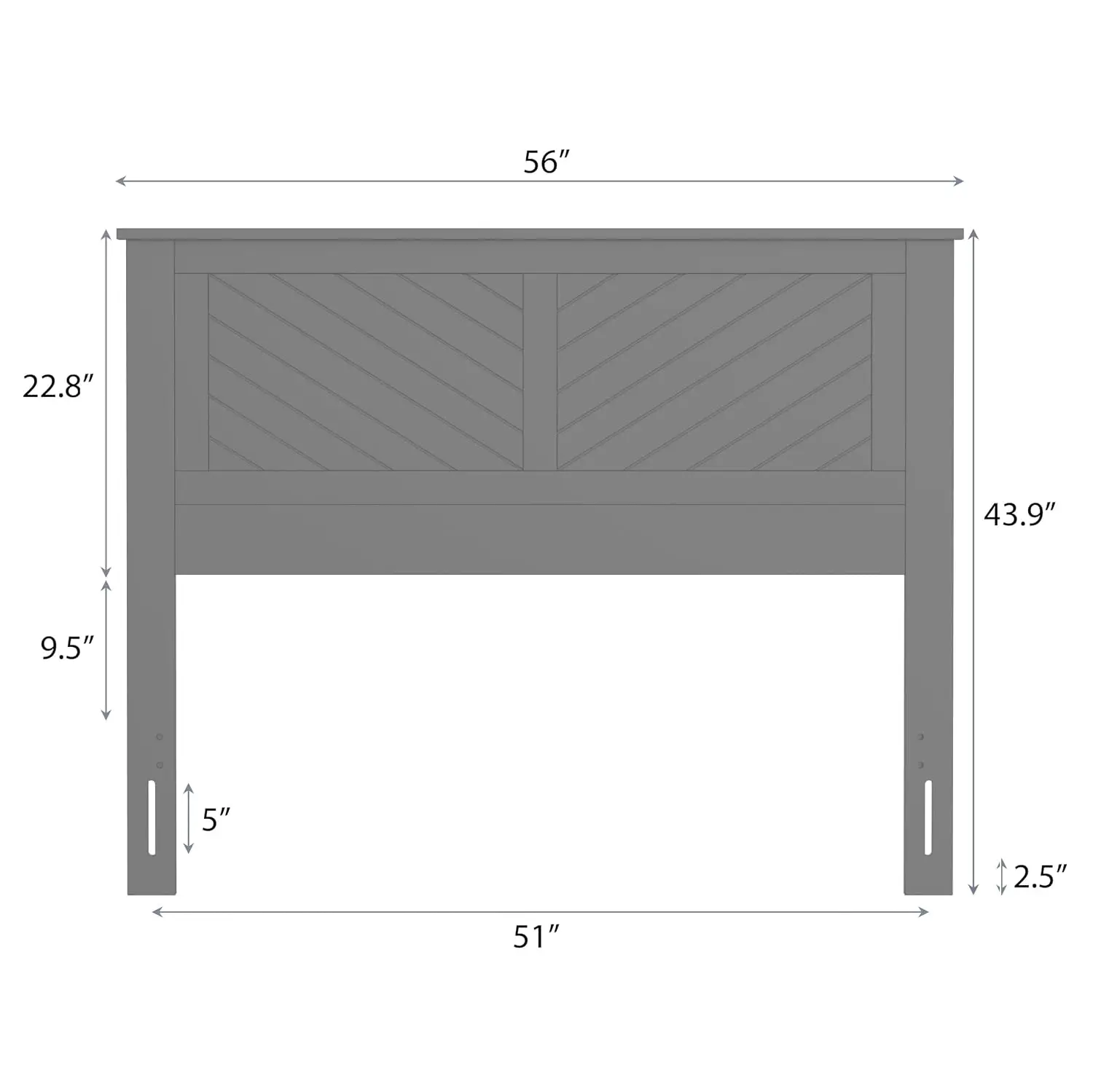 Serene Wood Panel Headboard with Chevron Scoring, Full, Black, Customized