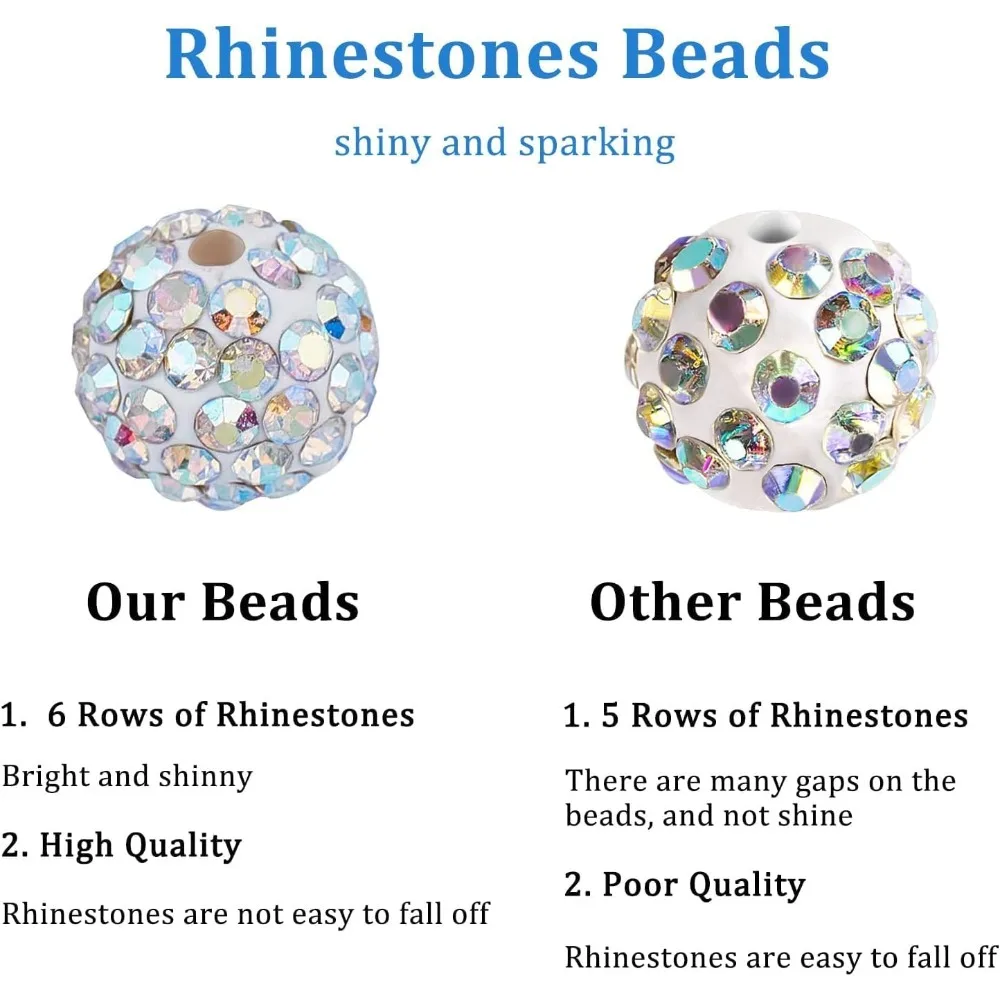 100 قطعة أحجار الراين الخرز مختلط اللون الخرز 10 مللي متر جولة تمهيد ديسكو الكرة حبة بوليمر كلاي حبة للصيف