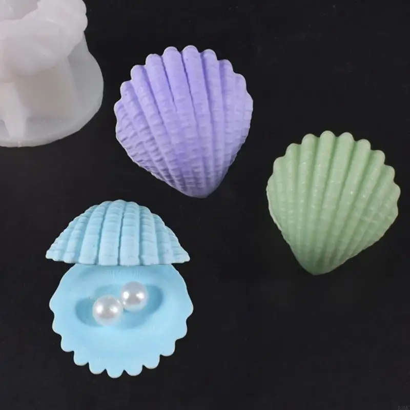 R3MC Fashion Shells Shaped Sturdy Silicone Mold for Jewelry Box Crafting and Candy Storage Includes Easy Release Lid