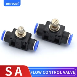 Air Flow Speed Control Valve Tube Water Hose Pneumatic Push In Fittings  Throttle Valve SA 4-12mm