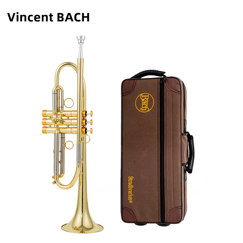 

Vincent BACH Trumpet Brass body Gold-Plated B Flat Trumpet Professional Performance Brass Musical Instrument with Case Mouthpiec