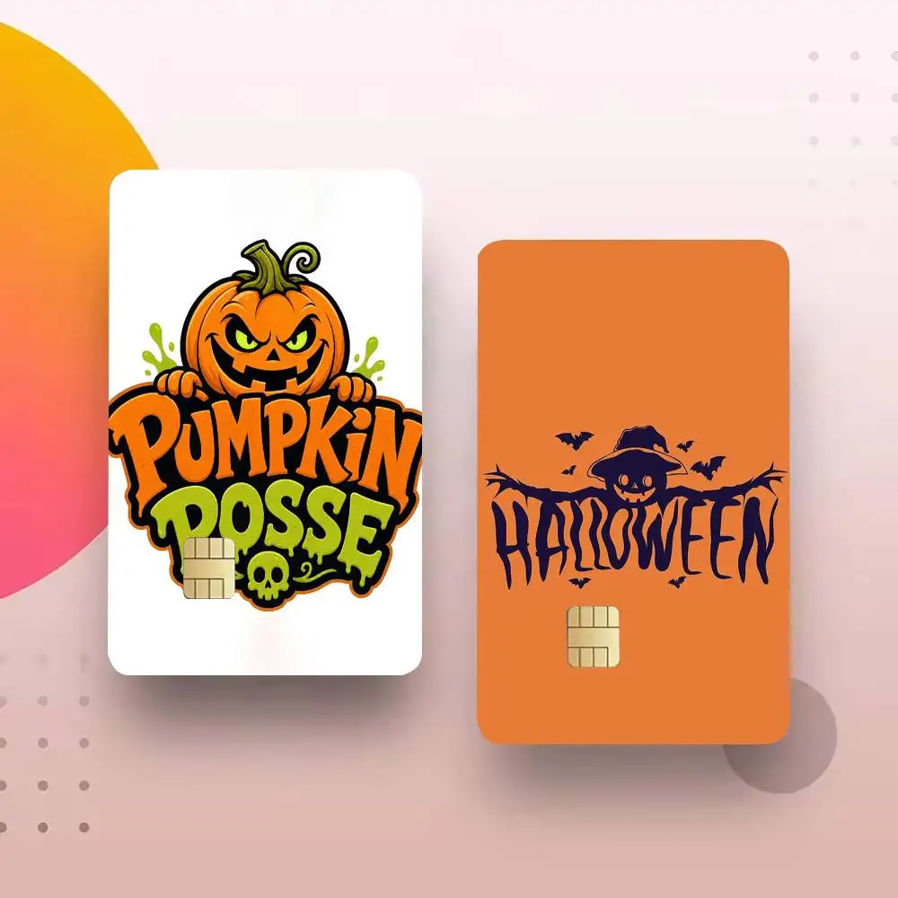 All Hallows Eve 4pcs 1Set Laser Holographic Sticker Skin Cover for Credit Bank Debit Card