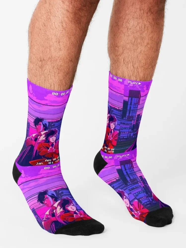 City Hunter-calcetines de compresión para hombre y mujer, medias de golf con diseño de los personajes de Tokio, camisa de manga corta y pantalón