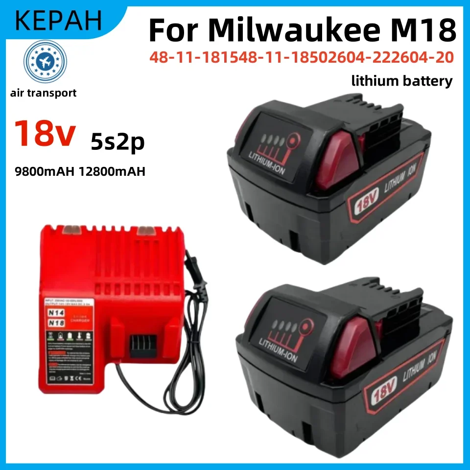 For Milwaukee M18 18V 9800mAh/12800mAh Replacement For Milwaukee M18B5 XC Li-ion battery 48-11-1815 48-11-1850 2604-22 2604-20