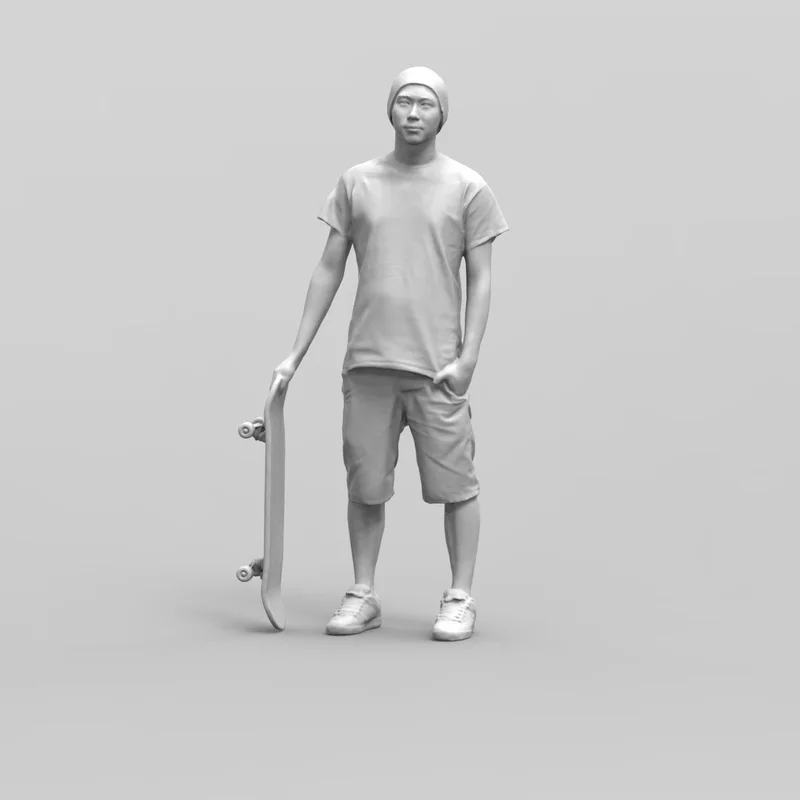 

1/35 Skateboarding Boy Freedom Resin Model Figure Gk Micro Miniature 3d Printed White Model Toy Unassembled And Unpainted Kit
