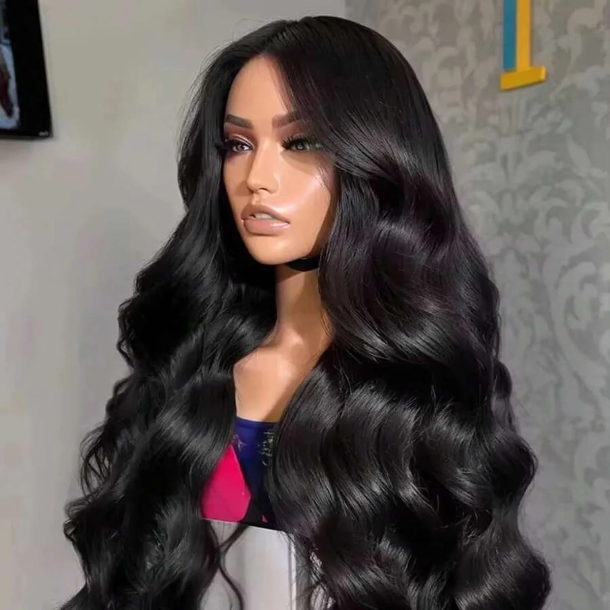 

40 дюймов 13x6 Hd Кружевной фронтальный парик Плотность 220% Бразильская объемная волна 13x4 Парик из натуральных волос на кружеве Натуральные волосы Отбеленные узлы