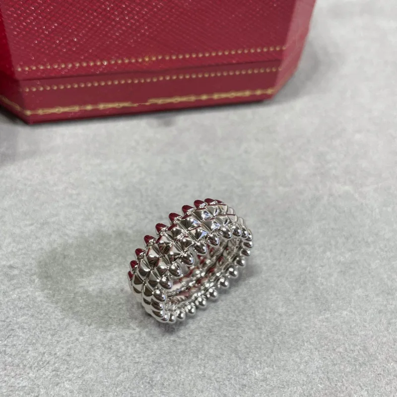 Anillo de Plata de Ley 925 con remaches, joyería de marca exquisita, estilo ancho y estrecho, a la moda, para mujer