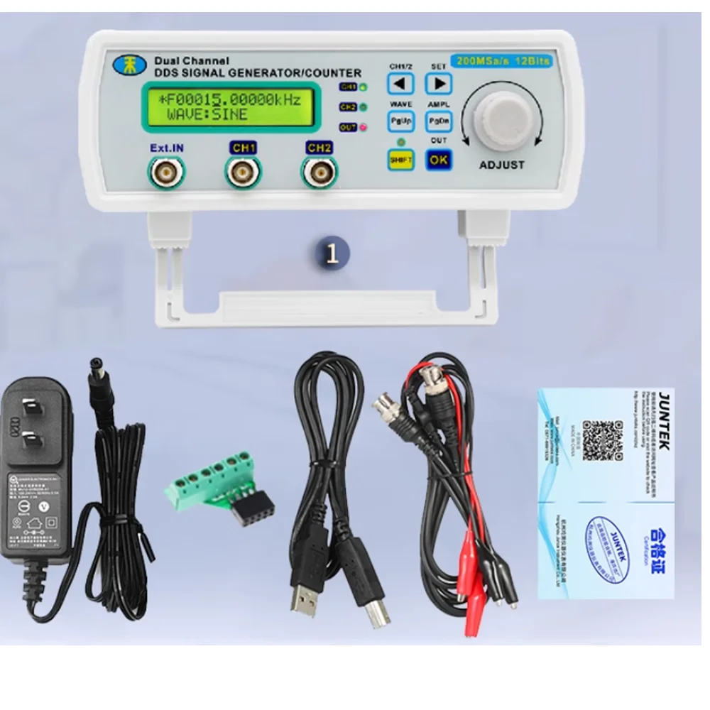 Generador de fuente de señal de onda arbitraria, contador de frecuencia, MHS5200A, totalmente CNC, DDS, doble canal, función de 6MHZ-25MHZ