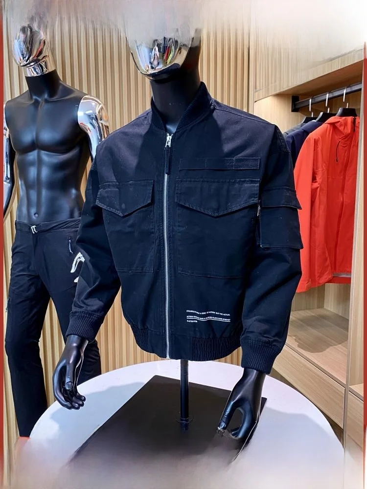 

Куртка с бейсбольным воротником в стиле ретро для пар, весенне-осенняя молодежная модная куртка-стойка, длинная верхняя одежда обычной длины све