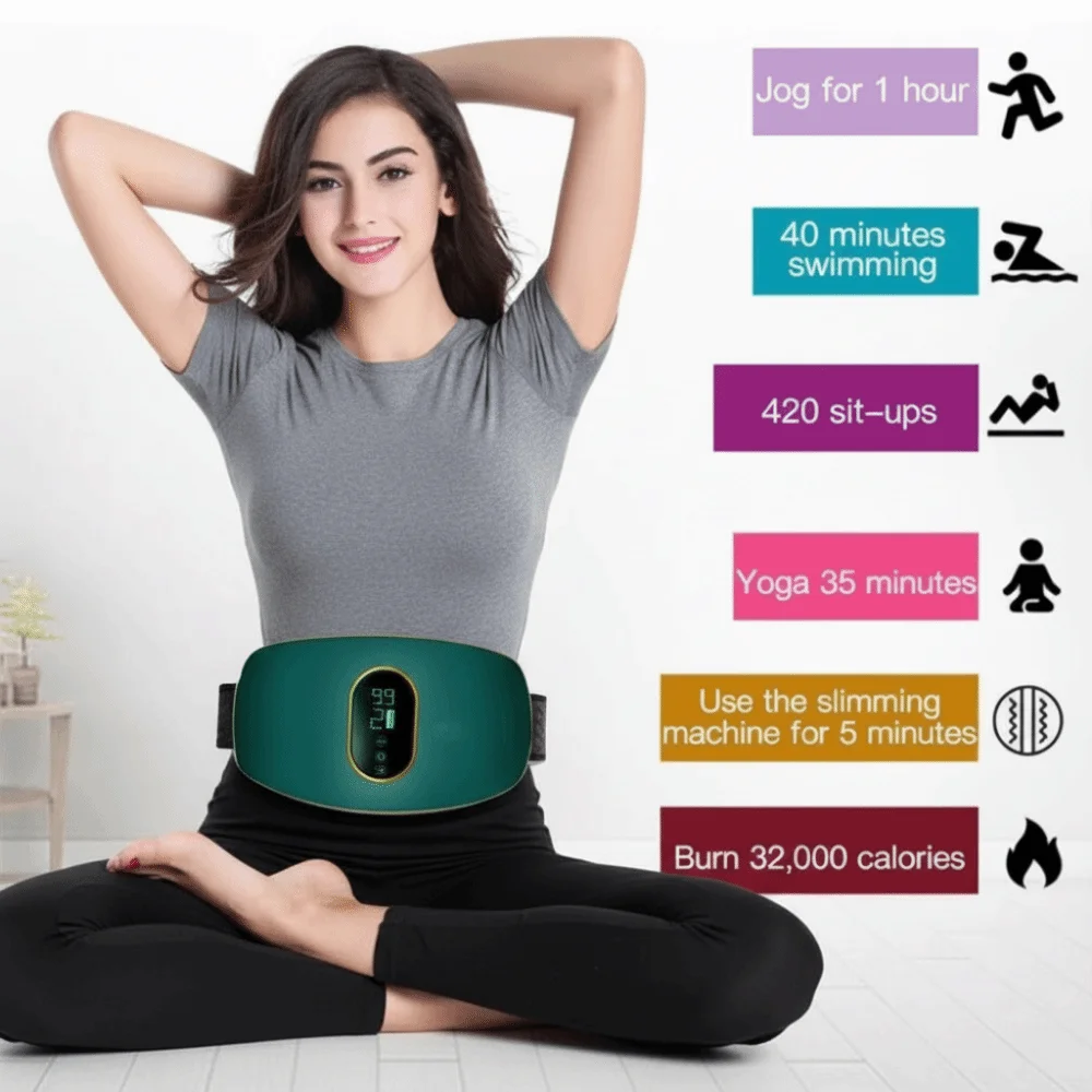 Heating Massage Electric Slimming Machine Smart Design Vibration Function Vibration Waist Massage Belt LED Display Warmth
