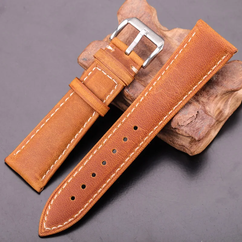 Oil Wax Genuine Leather Watch Band 4 colors Women Men Cowhide Strap 18mm 20mm 22mm 24mm Clock Bracelet