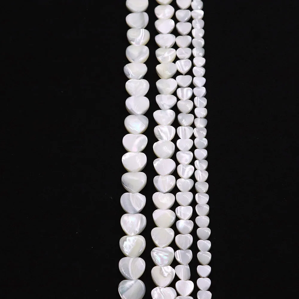 

White 6/8/10/12mm Heart Shaped Shell Beads 1strand Natural Seawater Shell Loose Bead Accessory for Making Exquisite Jewelry